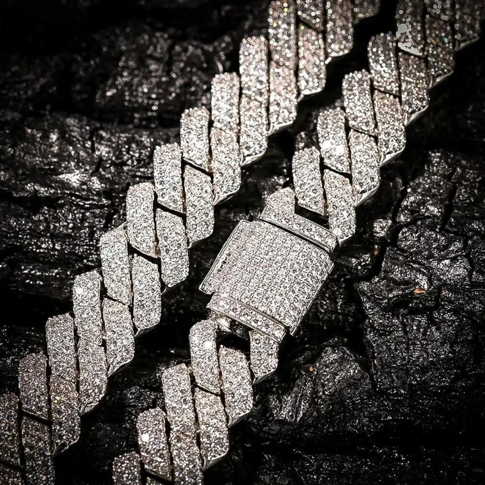 12mm Prong Set Cuban Link in White Gold